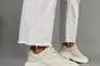Кроссовки женские кожаные молочного цвета с вставками сетки Фото 1