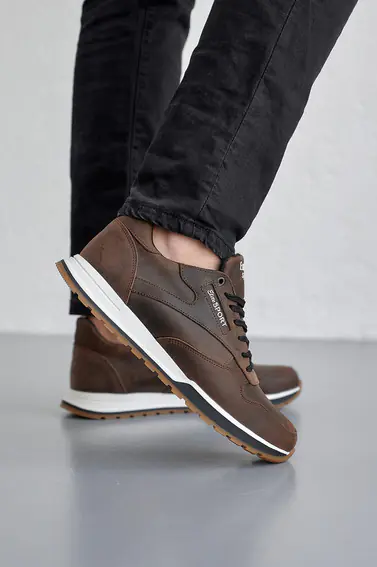 Мужские кроссовки кожаные весенне-осенние коричневые Emirro R17 фото 1 — интернет-магазин Tapok