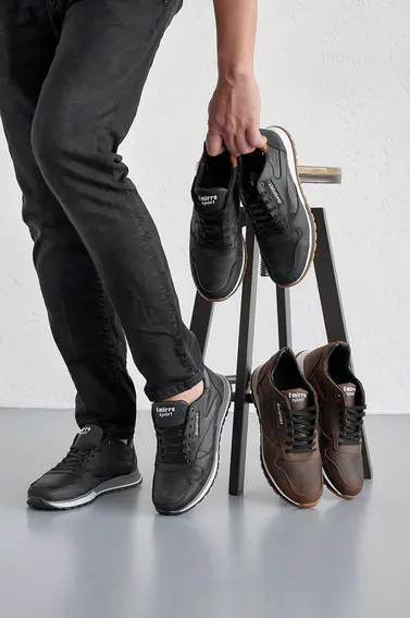 Мужские кроссовки кожаные весенне-осенние коричневые Emirro R17 фото 2 — интернет-магазин Tapok