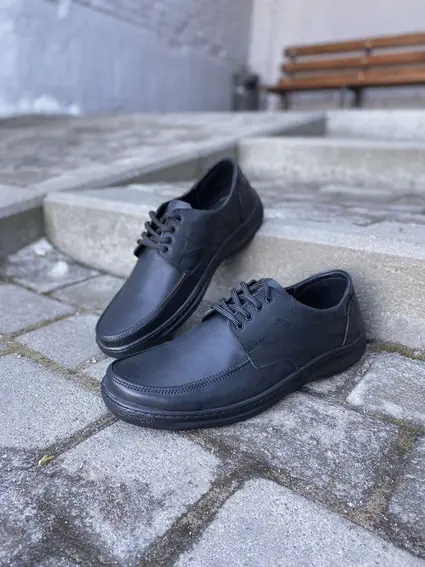 Чоловічі туфлі шкіряні весняно-осінні чорні Emirro БК Мок ШН фото 1 — інтернет-магазин Tapok