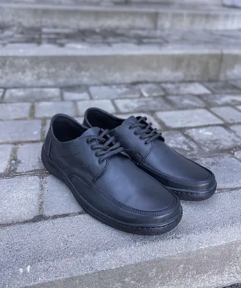 Чоловічі туфлі шкіряні весняно-осінні чорні Emirro БК Мок ШН фото 2 — інтернет-магазин Tapok