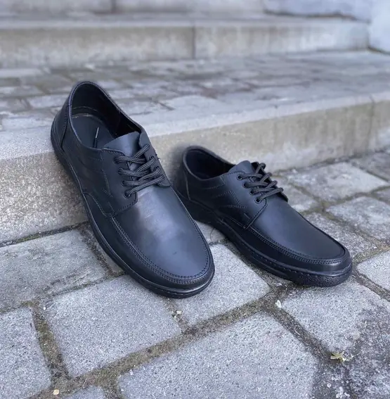 Чоловічі туфлі шкіряні весняно-осінні чорні Emirro БК Мок ШН фото 3 — інтернет-магазин Tapok