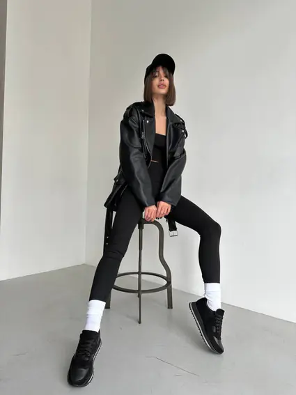 Кроссовки женские кожаные черные с вставками замши фото 7 — интернет-магазин Tapok