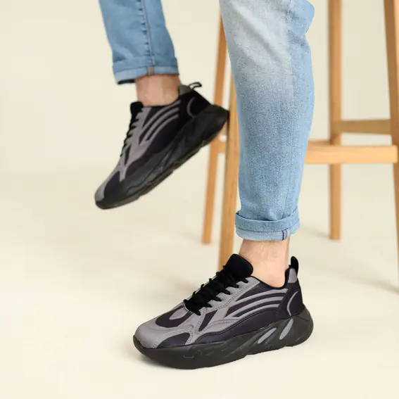 Кросівки чоловічі Yezy 584937 Чорні сірі фото 1 — інтернет-магазин Tapok