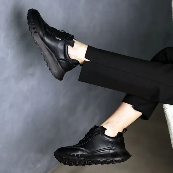 Кросівки жіночі шкіряні  584924 Чорні фото 4 — інтернет-магазин Tapok