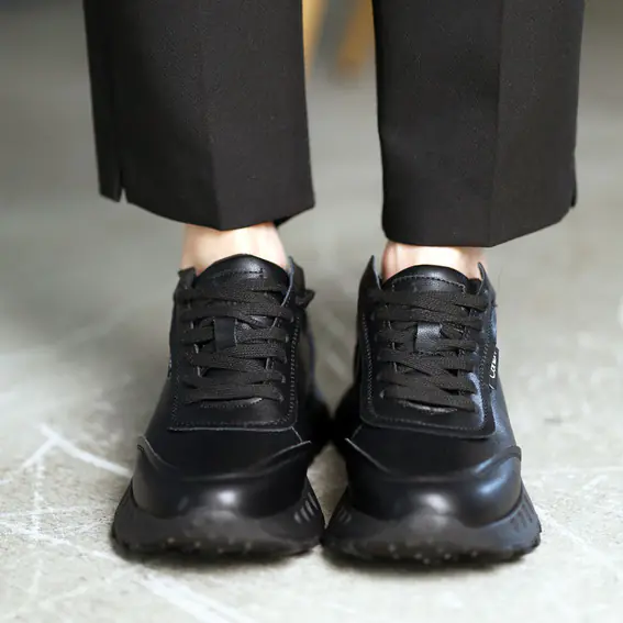 Кросівки жіночі шкіряні  584924 Чорні фото 5 — інтернет-магазин Tapok