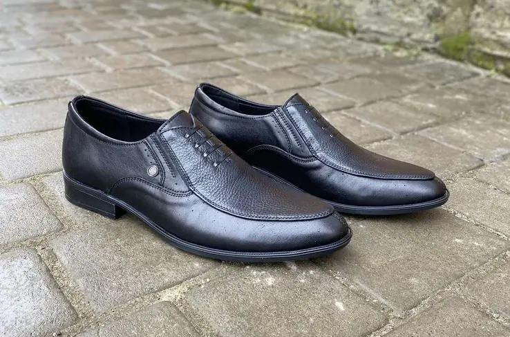 Мужские туфли кожаные весенне-осенние черные Slat 22-221 без шнурков. фото 2 — интернет-магазин Tapok