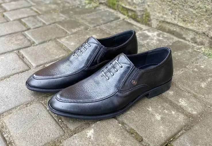 Мужские туфли кожаные весенне-осенние черные Slat 22-221 без шнурков. фото 5 — интернет-магазин Tapok