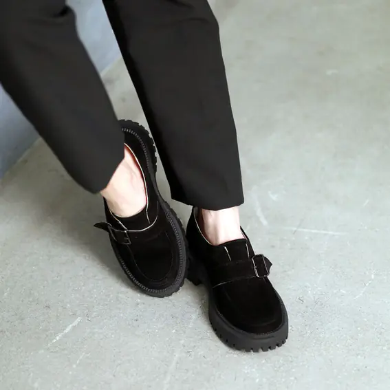 Туфлі жіночі замшеві 4S 584923 Чорні фото 4 — інтернет-магазин Tapok