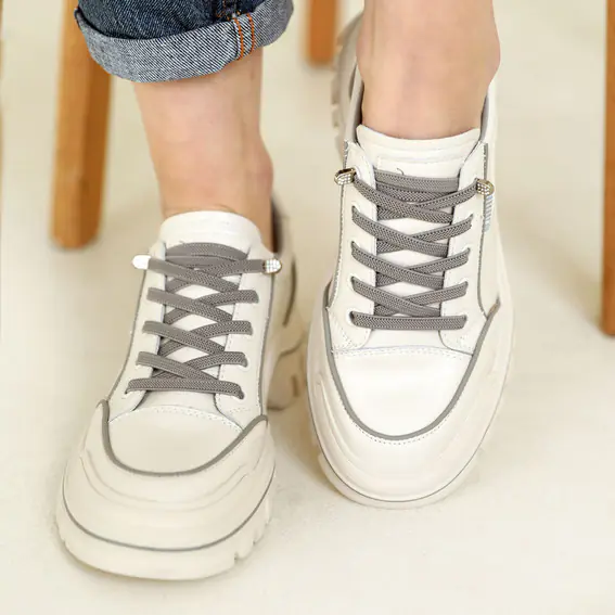 Кросівки жіночі шкіряні  584980 Молочні сірі фото 4 — інтернет-магазин Tapok