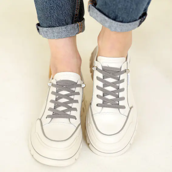 Кросівки жіночі шкіряні  584980 Молочні сірі фото 7 — інтернет-магазин Tapok