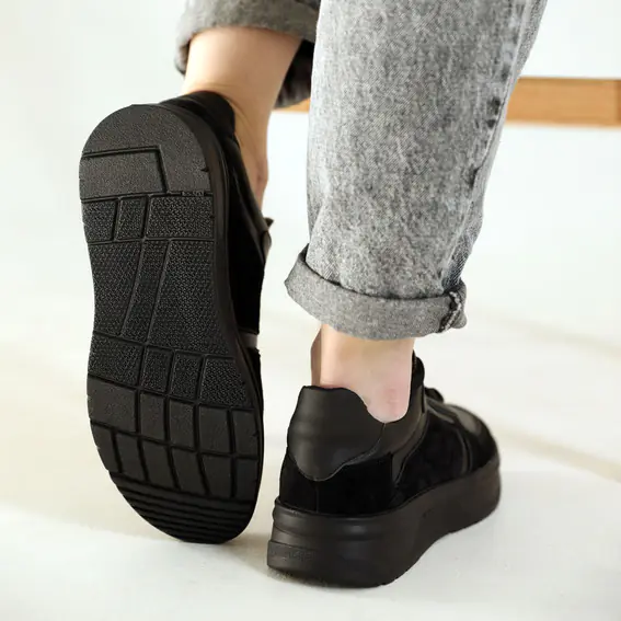 Кросівки жіночі шкіряні  584969 Чорні фото 9 — інтернет-магазин Tapok