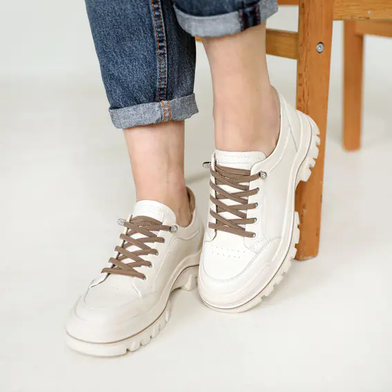 Кросівки жіночі шкіряні  584989 Молочні фото 6 — інтернет-магазин Tapok