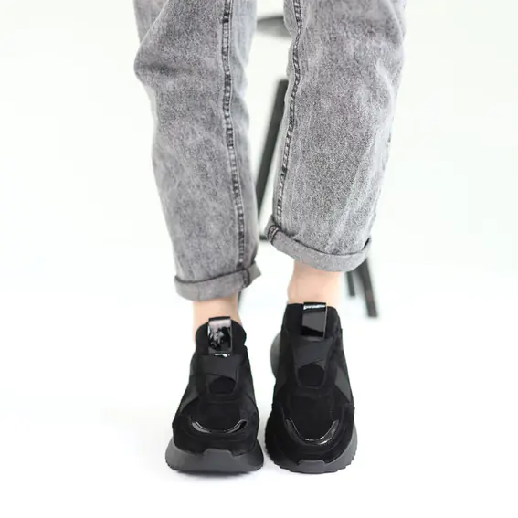 Кросівки жіночі замшеві 584993 Чорні фото 4 — інтернет-магазин Tapok