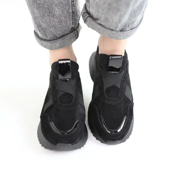 Кросівки жіночі замшеві 584993 Чорні фото 6 — інтернет-магазин Tapok