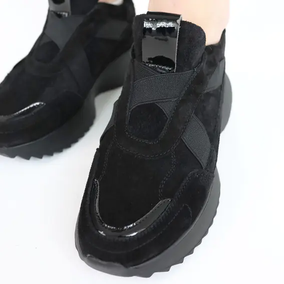 Кросівки жіночі замшеві 584993 Чорні фото 7 — інтернет-магазин Tapok