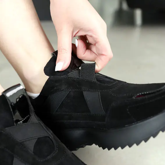 Кросівки жіночі замшеві 584993 Чорні фото 8 — інтернет-магазин Tapok