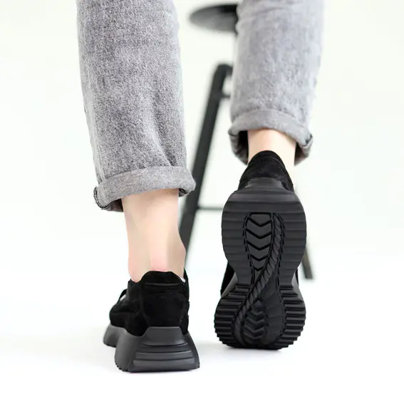 Кросівки жіночі замшеві 584993 Чорні фото 12 — інтернет-магазин Tapok