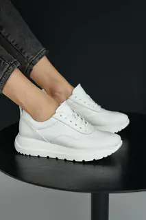 Жіночі кросівки шкіряні весняно-осінні білі Leader Style 3464