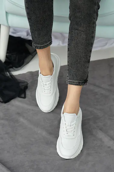 Жіночі кросівки шкіряні весняно-осінні білі Leader Style 3464 фото 2 — інтернет-магазин Tapok