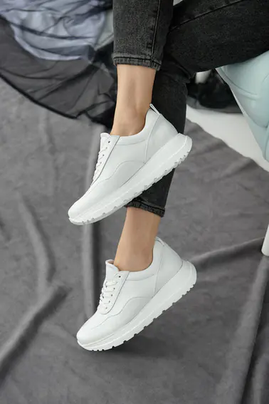 Жіночі кросівки шкіряні весняно-осінні білі Leader Style 3464 фото 4 — інтернет-магазин Tapok