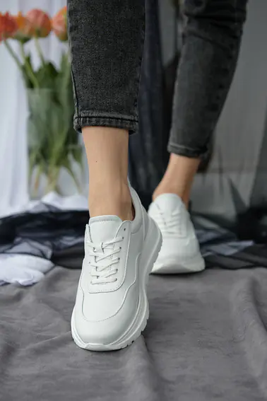 Жіночі кросівки шкіряні весняно-осінні білі Leader Style 3464 фото 7 — інтернет-магазин Tapok
