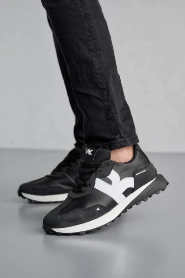 Мужские кроссовки кожаные весенне-осенние черные-белые Emirro N1 Sport фото 3 — интернет-магазин Tapok