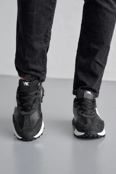 Мужские кроссовки кожаные весенне-осенние черные-белые Emirro N1 Sport фото 4 — интернет-магазин Tapok