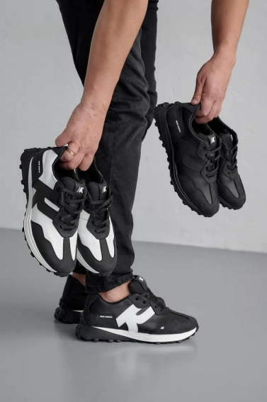 Мужские кроссовки кожаные весенне-осенние черные-белые Emirro N1 Sport фото 6 — интернет-магазин Tapok