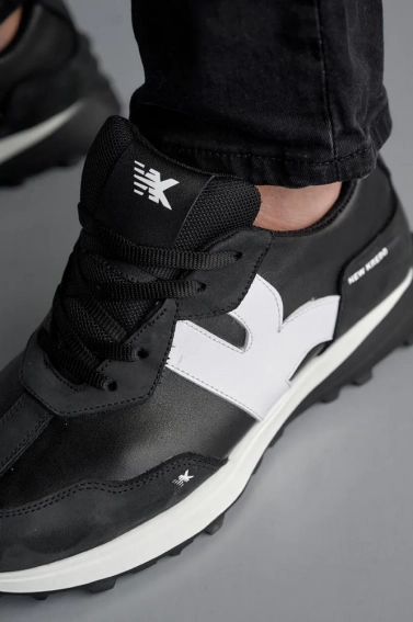 Мужские кроссовки кожаные весенне-осенние черные-белые Emirro N1 Sport фото 7 — интернет-магазин Tapok