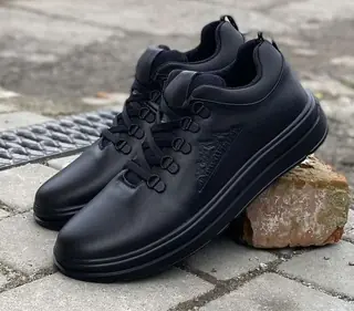 Мужские кроссовки кожаные весенне-осенние черные Emirro E1 Sport