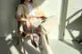 Кроссовки женские кожаные коричневые с вставками замши Фото 10