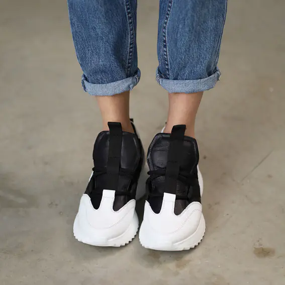 Кросівки жіночі шкіряні  585008 Чорні білі фото 3 — інтернет-магазин Tapok
