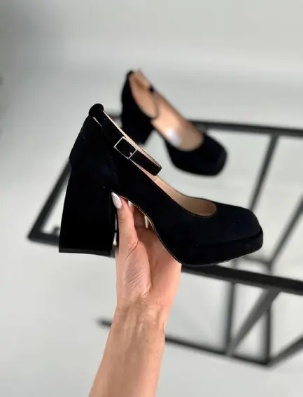Туфлі жіночі замшеві чорні на підборах фото 13 — інтернет-магазин Tapok