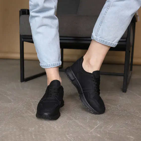 Кросівки жіночі шкіряні  585011 Чорні фото 2 — інтернет-магазин Tapok