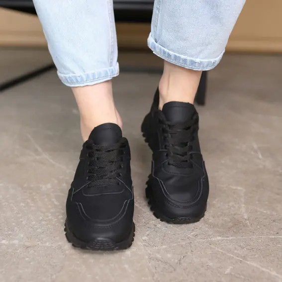 Кросівки жіночі шкіряні  585011 Чорні фото 3 — інтернет-магазин Tapok