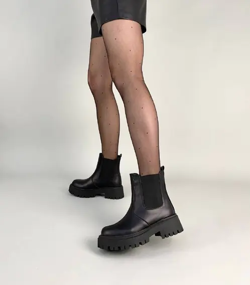 Челси женские кожаные черного цвета демисезонные фото 6 — интернет-магазин Tapok