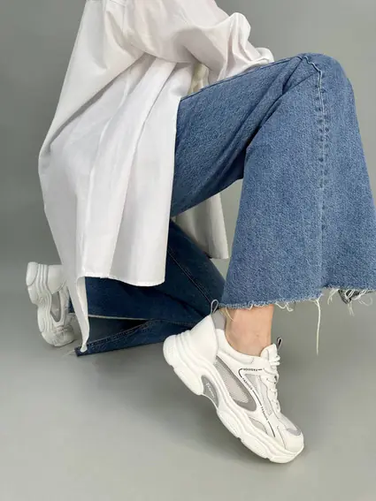 Кроссовки женские кожаные белые с вставками сетки фото 9 — интернет-магазин Tapok