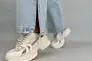 Кроссовки женские кожаные белые с вставками текстиля Фото 3