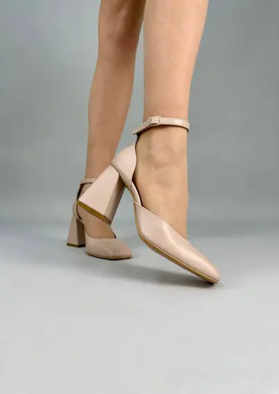 Туфли женские кожаные карамельные на каблуке фото 4 — интернет-магазин Tapok
