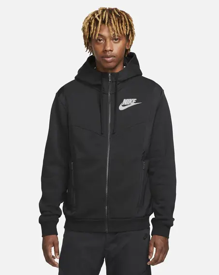 Кофта мужская Nike Sportswear Hybrid Full-Zip Fleece Hoodie (DO7228-010) фото 1 — интернет-магазин Tapok