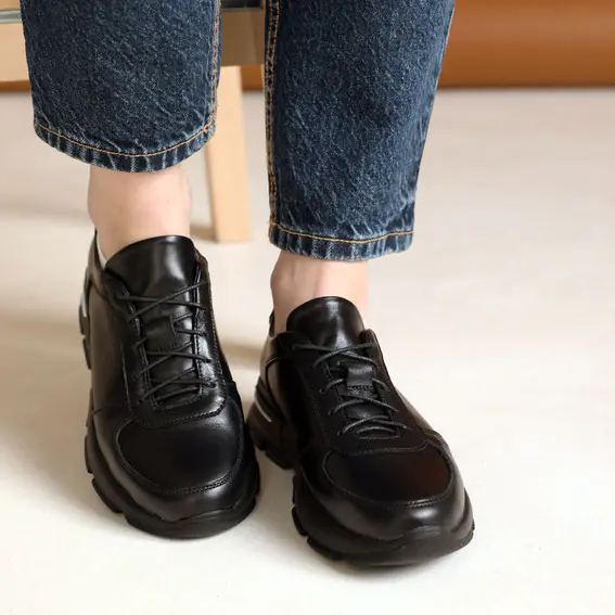 Кросівки жіночі шкіряні  585141 Чорні фото 2 — інтернет-магазин Tapok