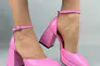 Босоножки женские кожаные розового цвета на каблуках Фото 1