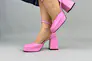 Босоножки женские кожаные розового цвета на каблуках Фото 3