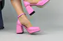 Босоножки женские кожаные розового цвета на каблуках Фото 6