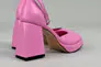 Босоножки женские кожаные розового цвета на каблуках Фото 14