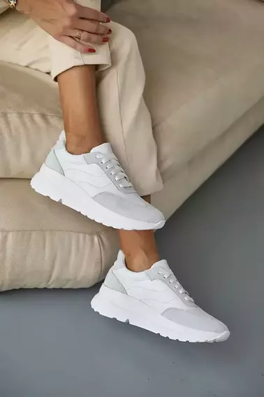 Жіночі кросівки шкіряні весняно-осінні білі Yuves 176 фото 2 — інтернет-магазин Tapok