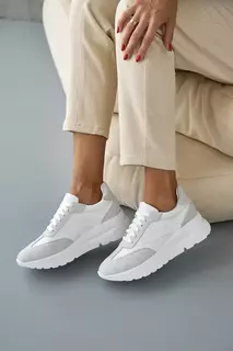 Жіночі кросівки шкіряні весняно-осінні білі Yuves 176