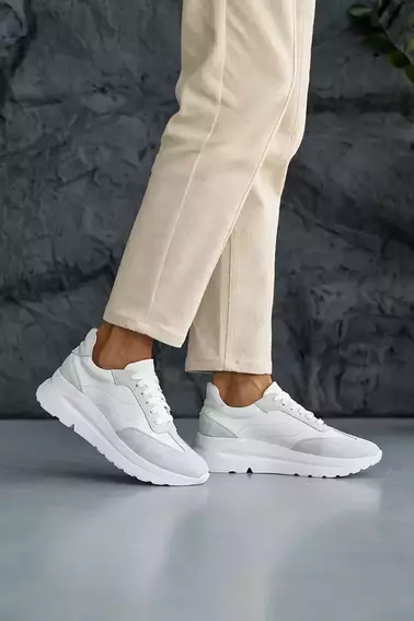 Жіночі кросівки шкіряні весняно-осінні білі Yuves 176 фото 6 — інтернет-магазин Tapok