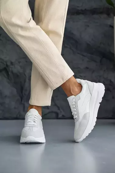 Жіночі кросівки шкіряні весняно-осінні білі Yuves 176 фото 7 — інтернет-магазин Tapok